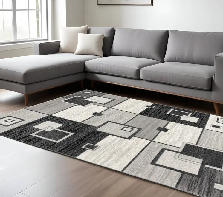 8' X 10' Gray Abstract Dhurrie Area Rug