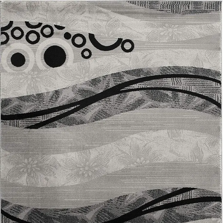 10' Gray Abstract Power Loom Runner Rug