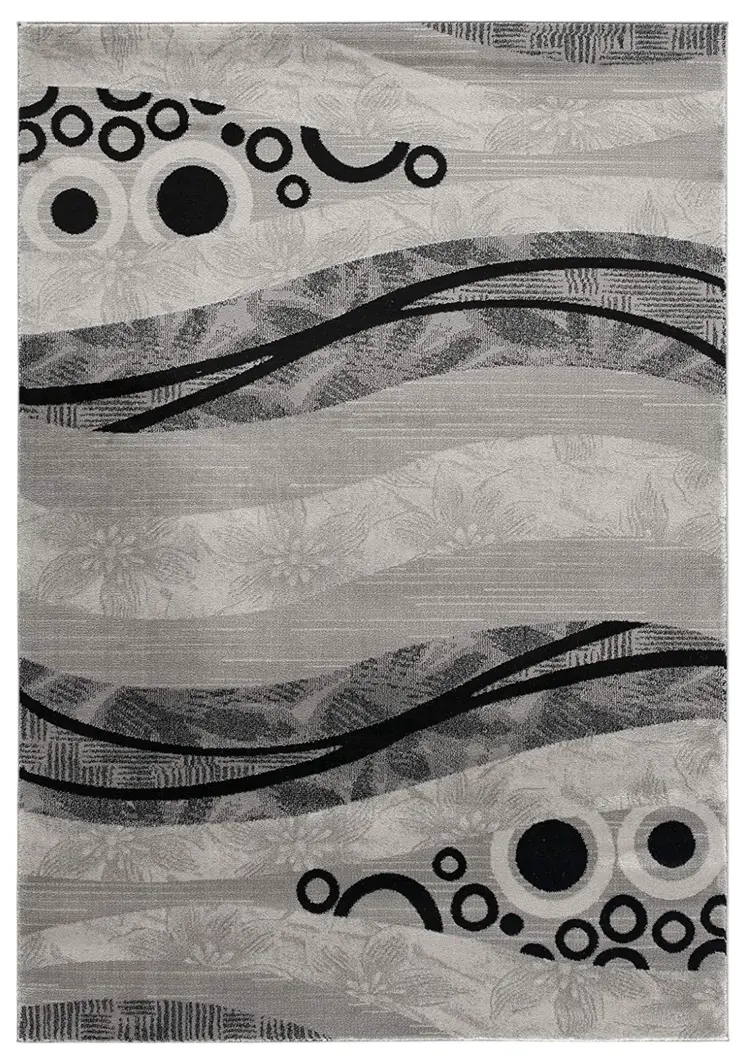 20' Gray And Black Abstract Runner Rug