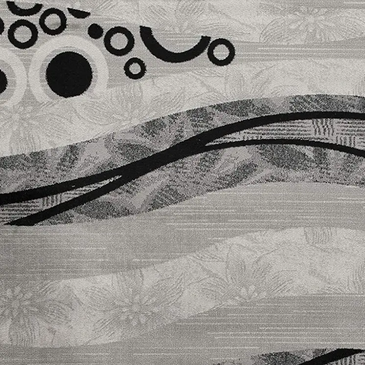 20' Gray And Black Abstract Runner Rug