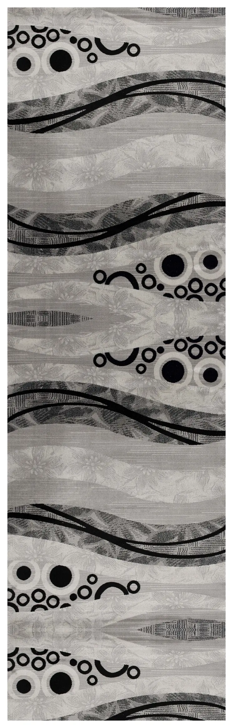8' Grey Abstract Power Loom Runner Rug