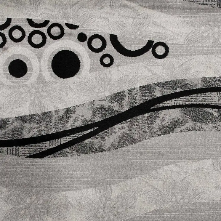8' Grey Abstract Power Loom Runner Rug
