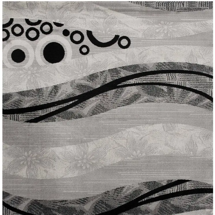 8' Grey Abstract Power Loom Runner Rug