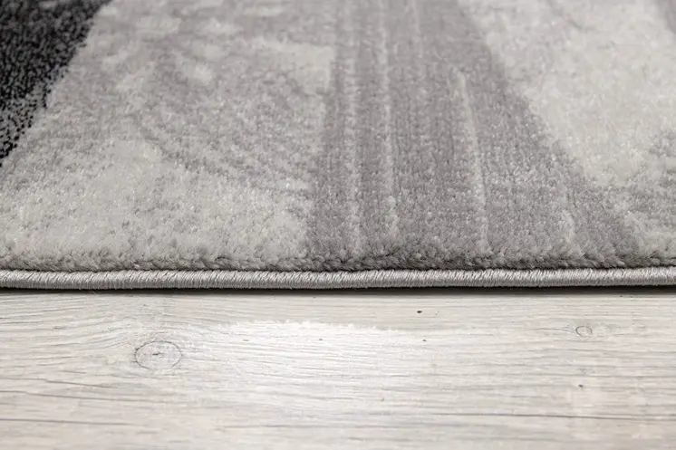 8' Grey Abstract Power Loom Runner Rug