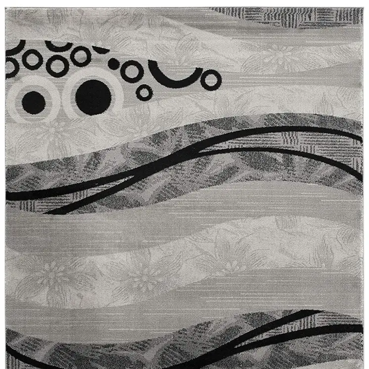 5' X 7' Gray And Black Abstract Area Rug