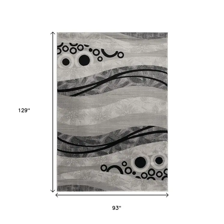 8' X 10' Gray Abstract Dhurrie Area Rug