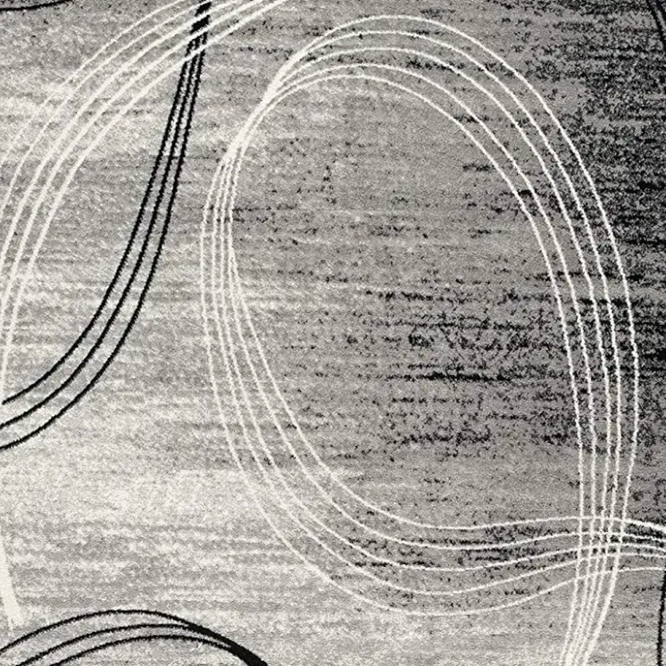 13' Gray And Black Abstract Distressed Runner Rug