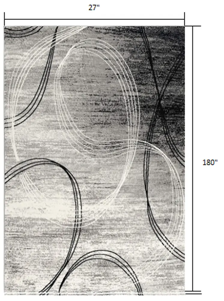 15' Gray Abstract Dhurrie Runner Rug