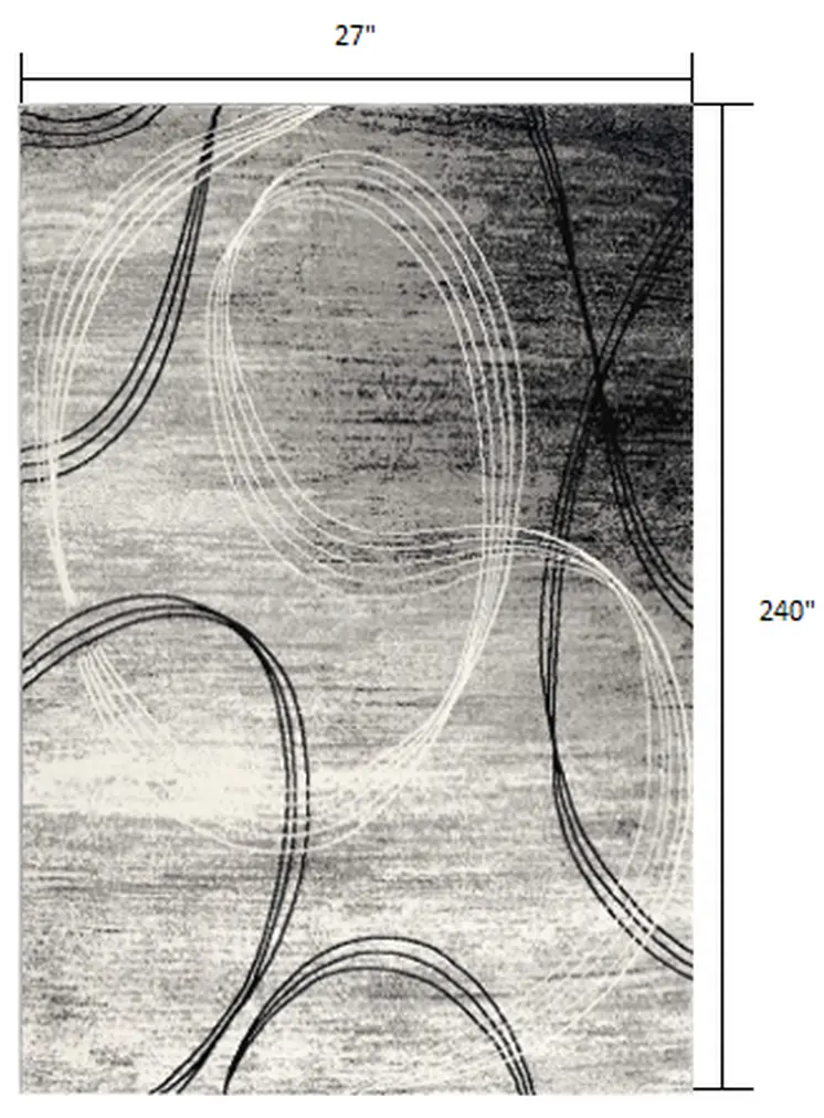 20' Gray Abstract Dhurrie Runner Rug