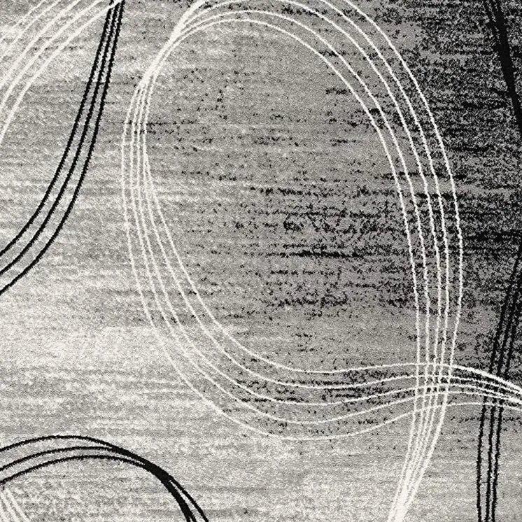4' X 6' Gray Abstract Power Loom Area Rug