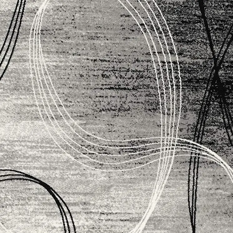 4' X 6' Gray Abstract Power Loom Area Rug