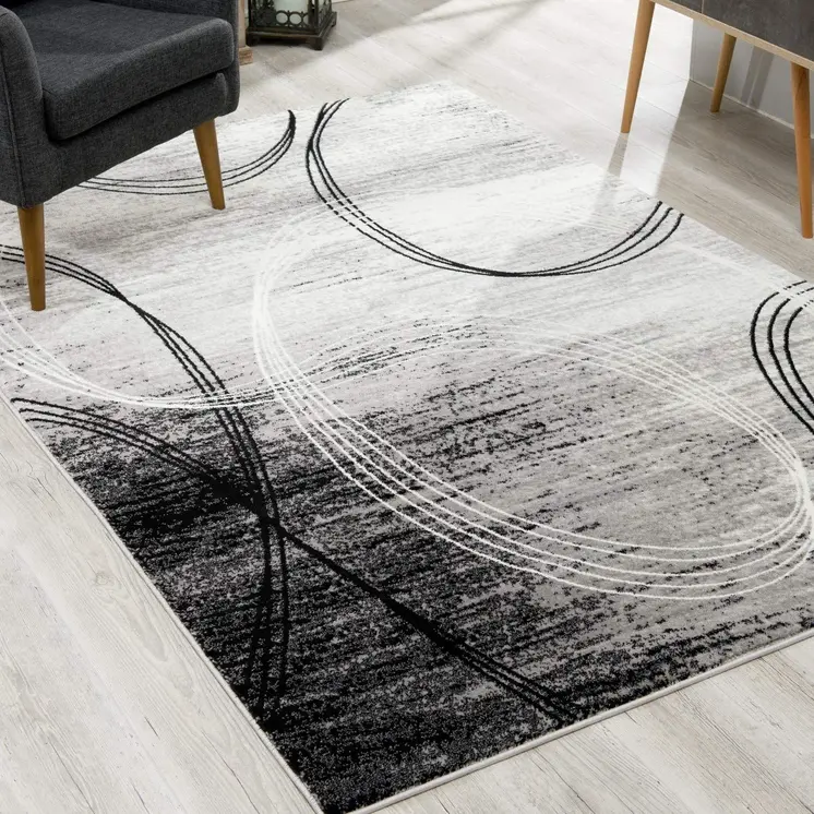 8' X 10' Gray Abstract Dhurrie Area Rug
