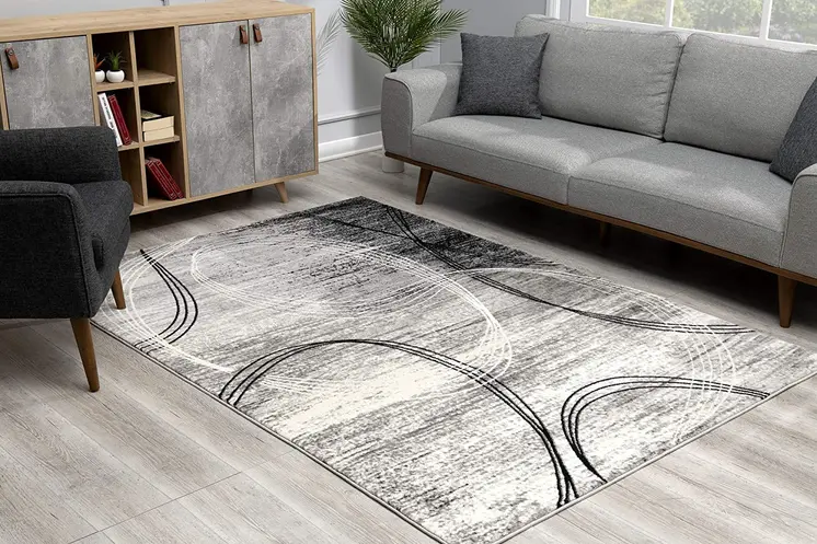 8' X 10' Gray Abstract Dhurrie Area Rug