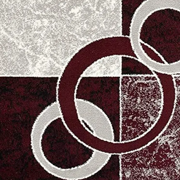 2' X 4' Red Abstract Dhurrie Area Rug