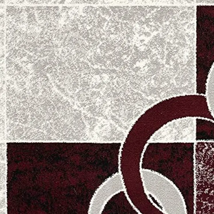 10' Red And White Abstract Runner Rug