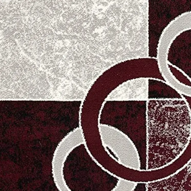 13' Red And White Abstract Runner Rug