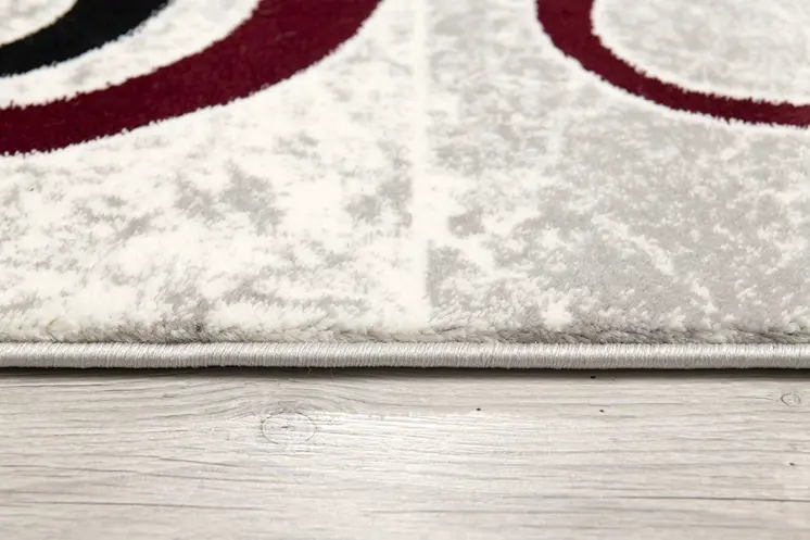15' Red And White Abstract Runner Rug