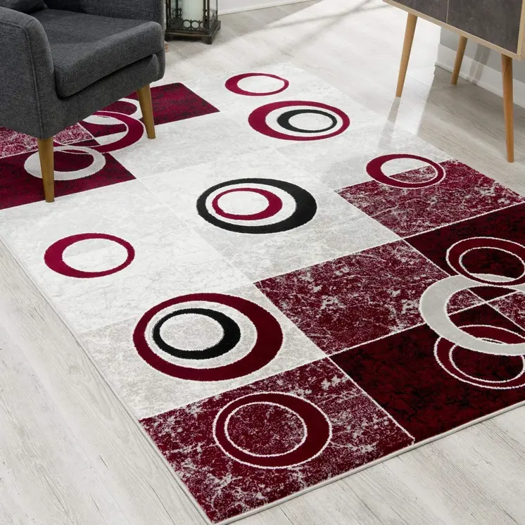 3' X 5' Red Abstract Power Loom Area Rug