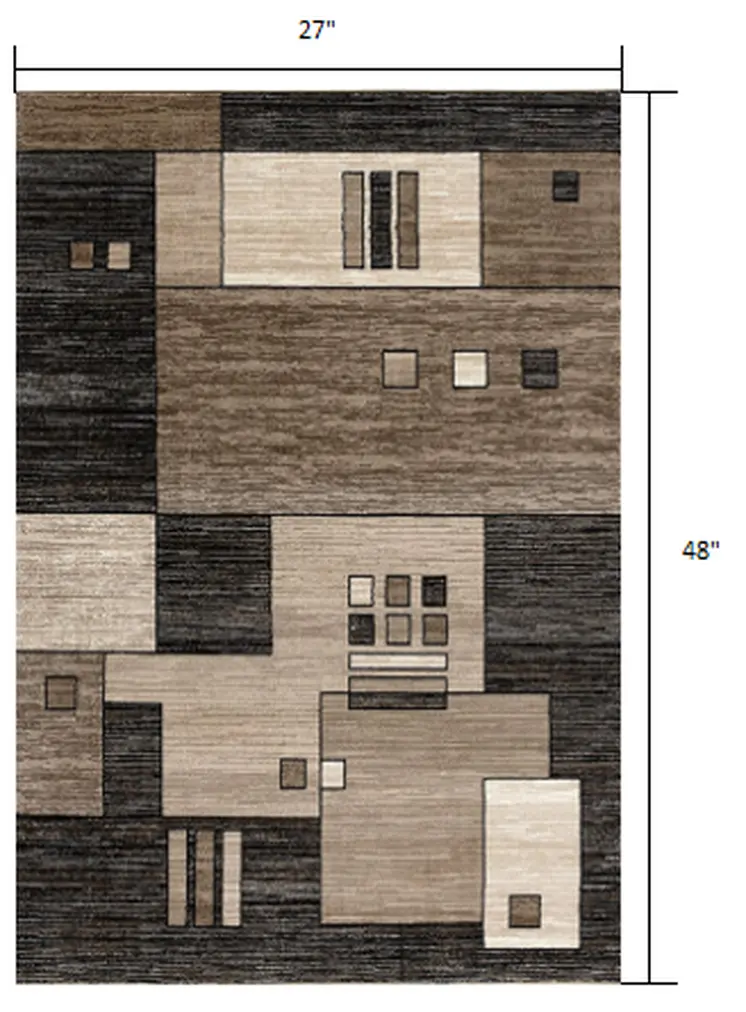 2' X 4' Beige Abstract Dhurrie Area Rug