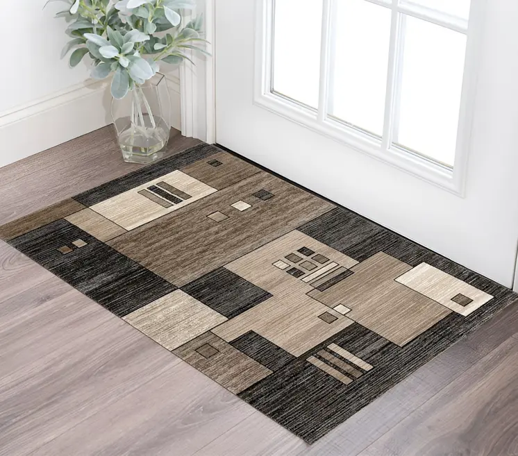 2' X 4' Beige Abstract Dhurrie Area Rug