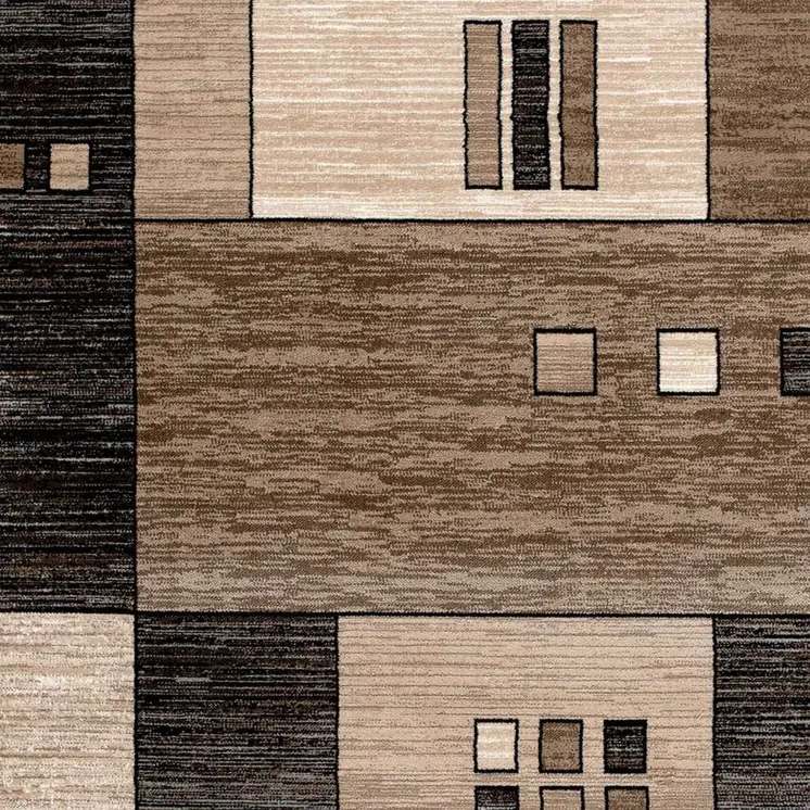 8' Brown and Black Abstract Power Loom Runner Rug