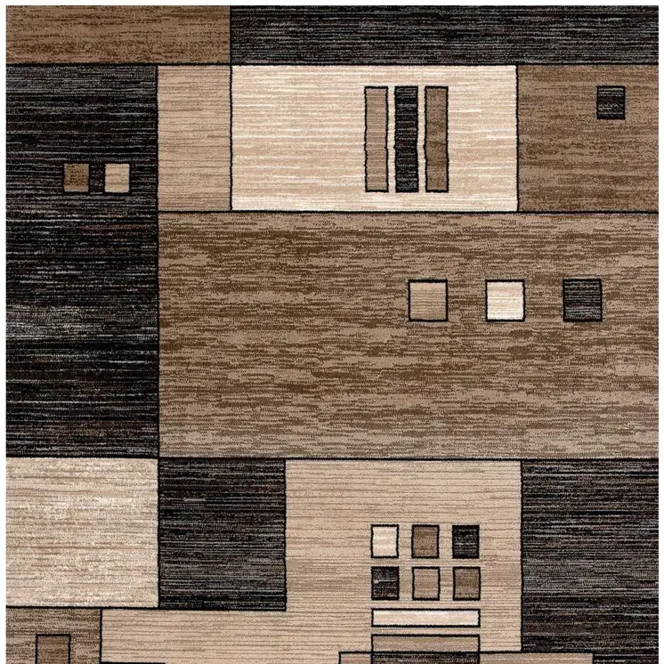 8' Brown and Black Abstract Power Loom Runner Rug