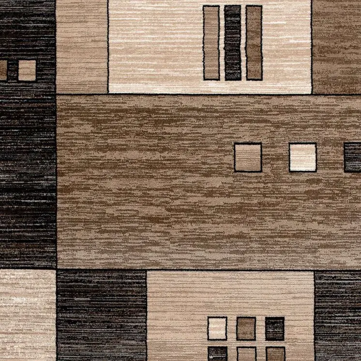8' Brown and Black Abstract Power Loom Runner Rug