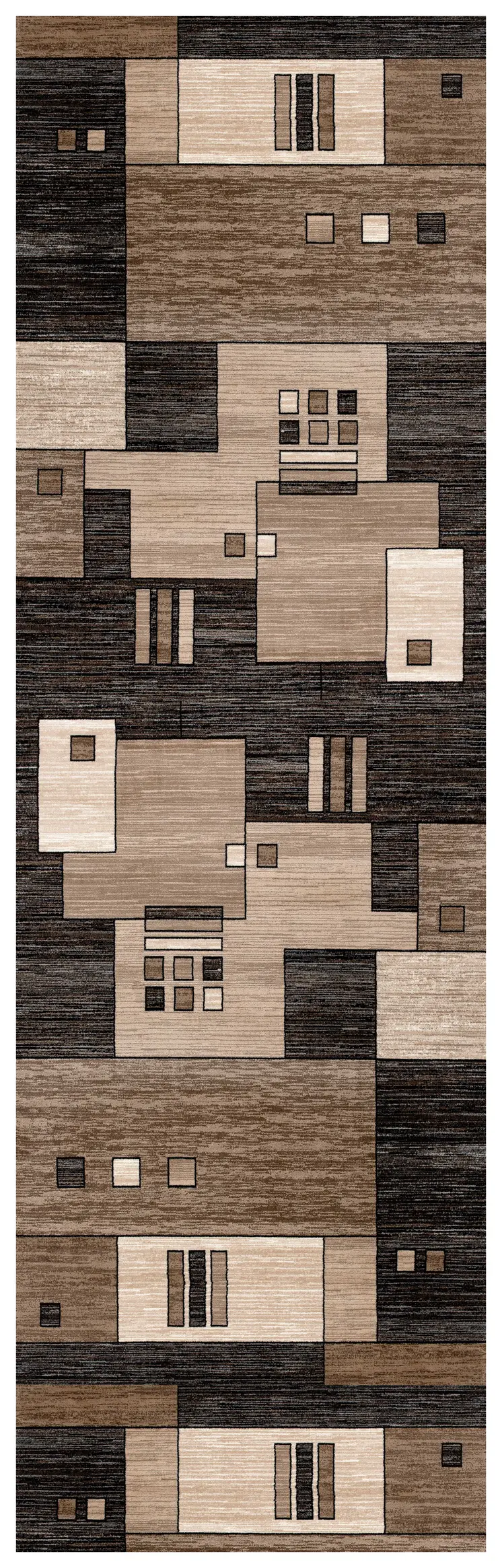 8' Beige Abstract Power Loom Runner Rug