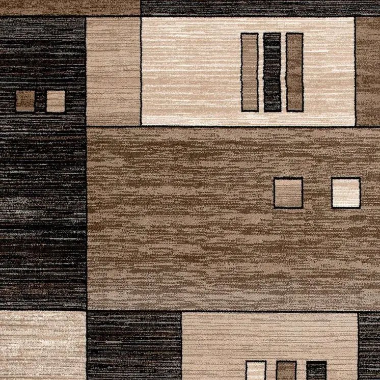8' Beige Abstract Power Loom Runner Rug