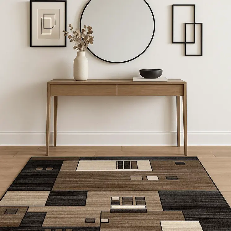 4' X 6' Beige And Brown Geometric Area Rug