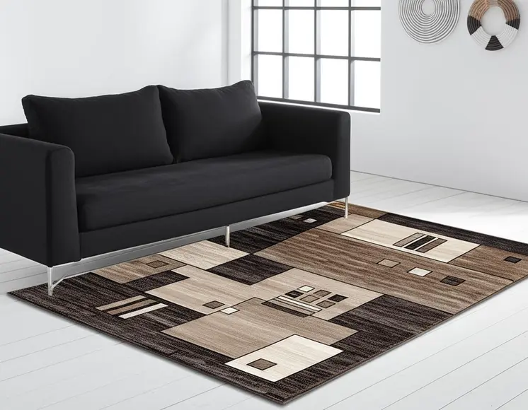 5' X 7' Beige Abstract Dhurrie Area Rug