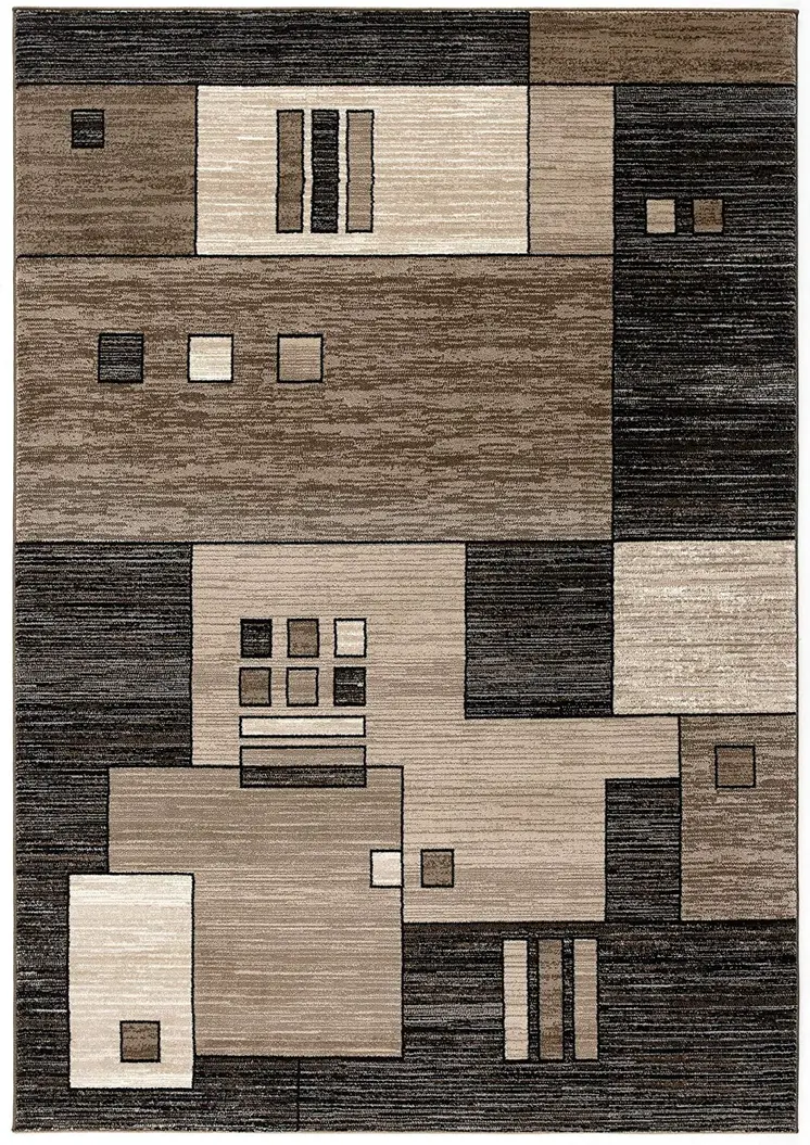 6' X 9' Beige Abstract Dhurrie Area Rug
