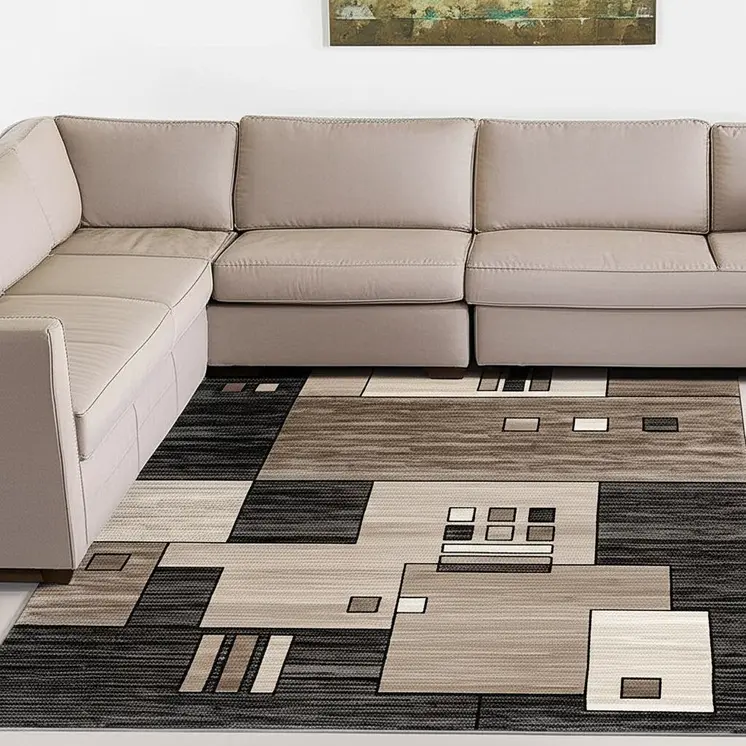 6' X 9' Beige Abstract Dhurrie Area Rug