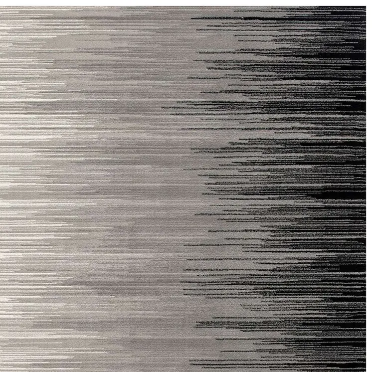 8' Black Striped Power Loom Runner Rug