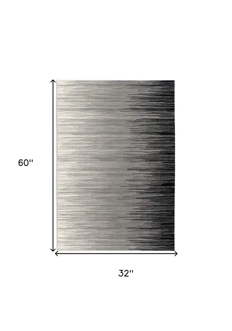 3' X 5' Black And Gray Striped Area Rug