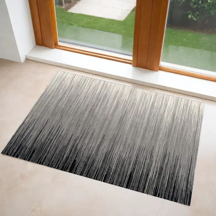 3' X 5' Black And Gray Striped Area Rug