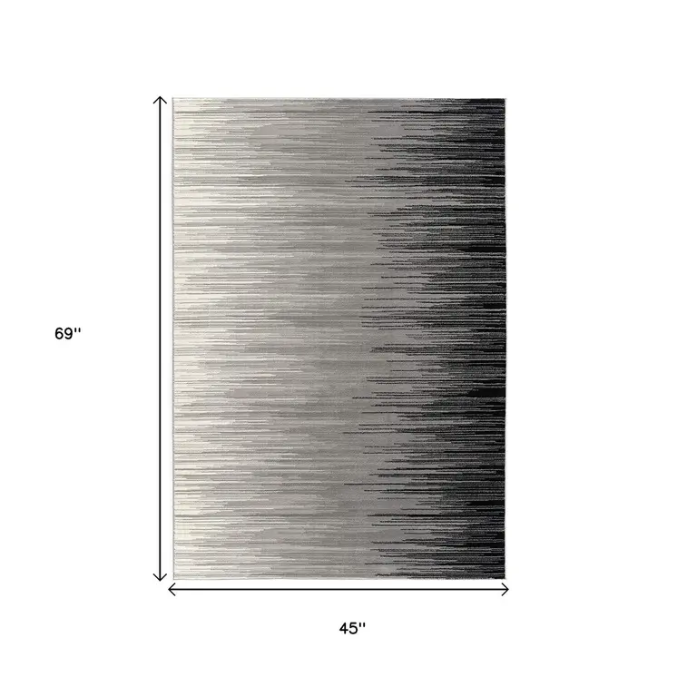 4' X 6' Black Abstract Power Loom Area Rug