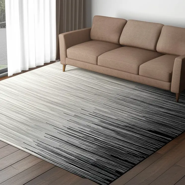 5' X 7' Black Abstract Dhurrie Area Rug