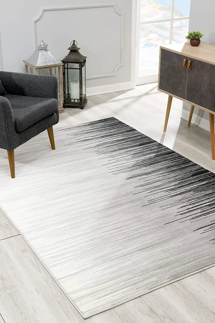 8' X 10' Black Abstract Dhurrie Area Rug