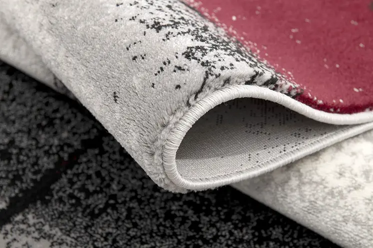2' X 6' Gray And Burgundy Abstract Area Rug