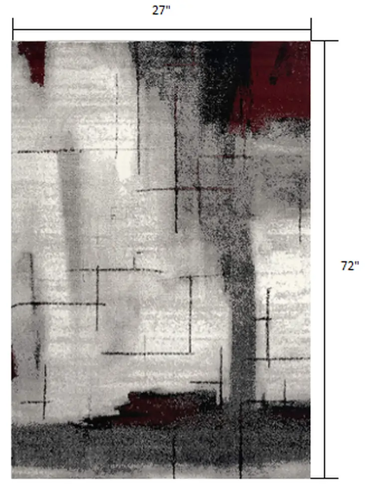 2' X 6' Gray And Burgundy Abstract Area Rug