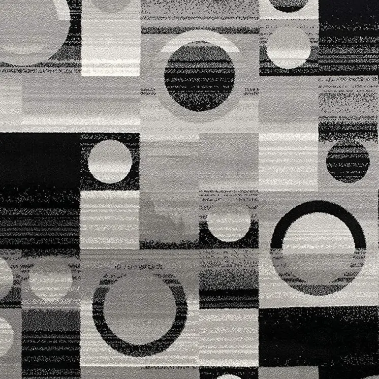 13' Black Gray And White Abstract Shag Runner Rug