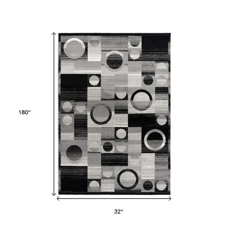 15' Gray Abstract Dhurrie Runner Rug