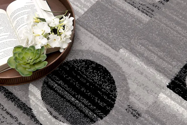 3' X 5' Gray Abstract Power Loom Area Rug