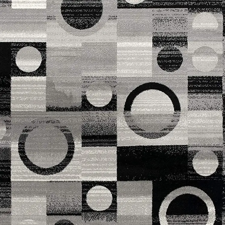 8' Gray Abstract Power Loom Runner Rug