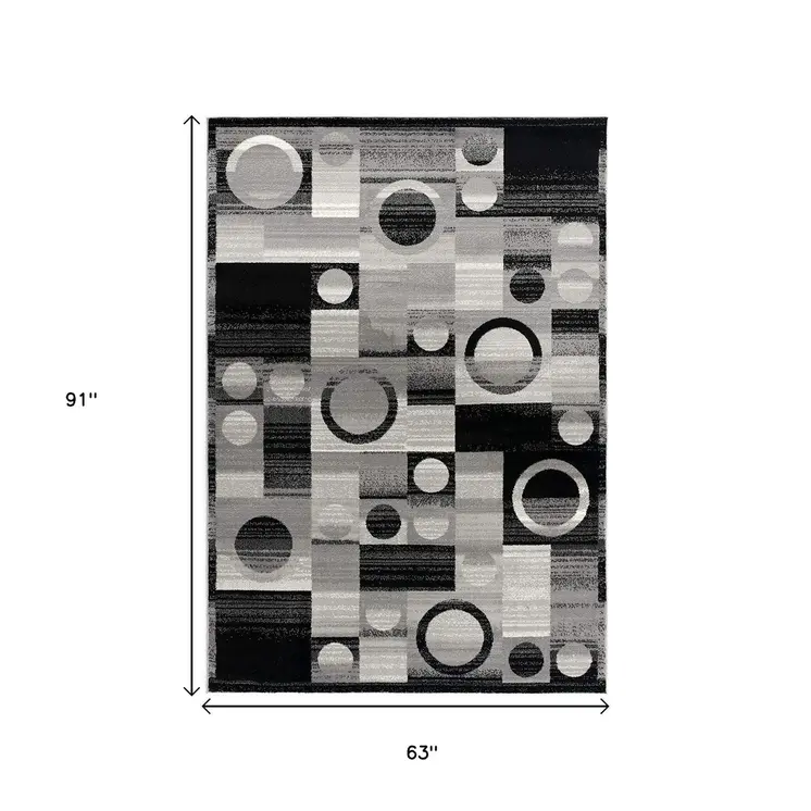 5' X 7' Gray Abstract Dhurrie Area Rug