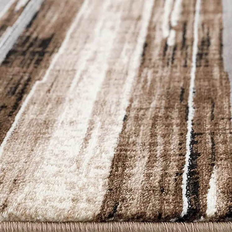 2' X 8' Beige Rustic Strokes Runner Rug