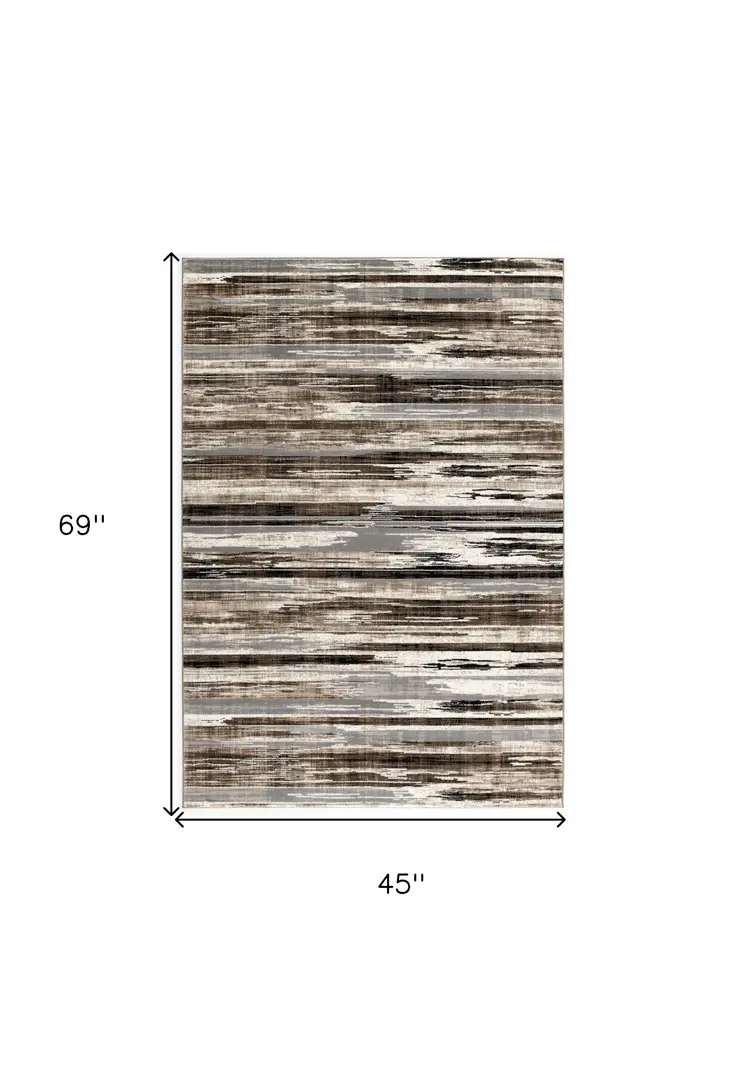 4' X 6' Gray and Brown Abstract Distressed Area Rug