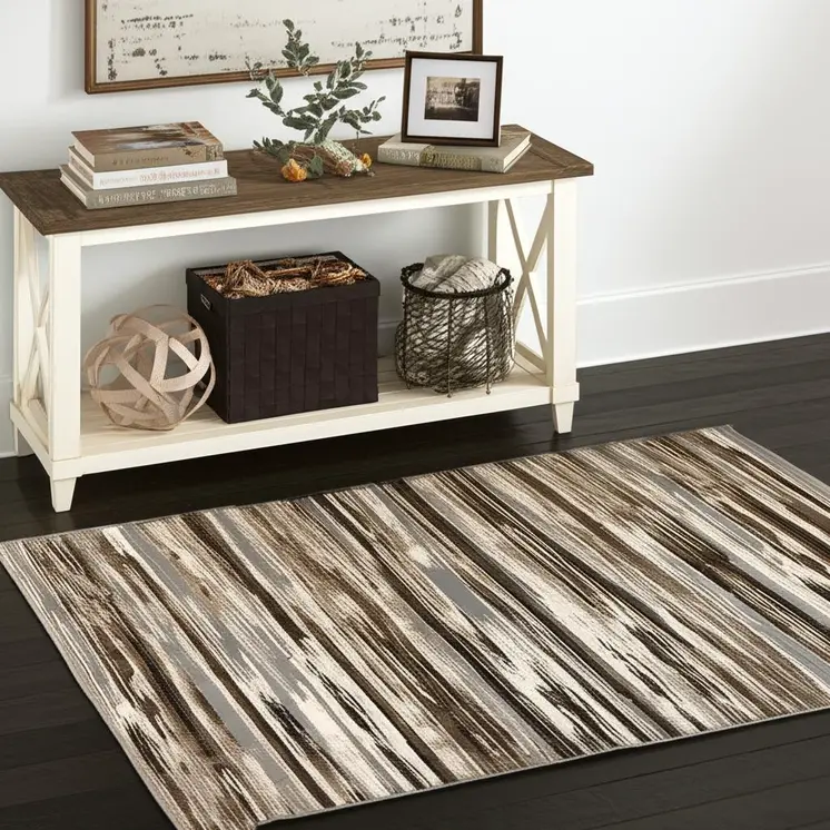 4' X 6' Gray and Brown Abstract Distressed Area Rug