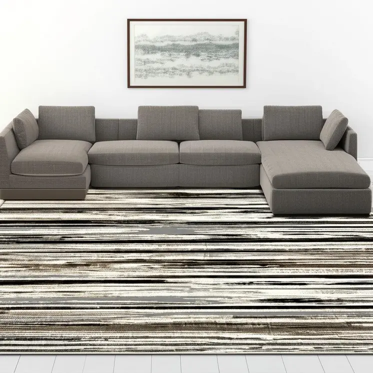 6' X 9' Beige Striped Dhurrie Area Rug